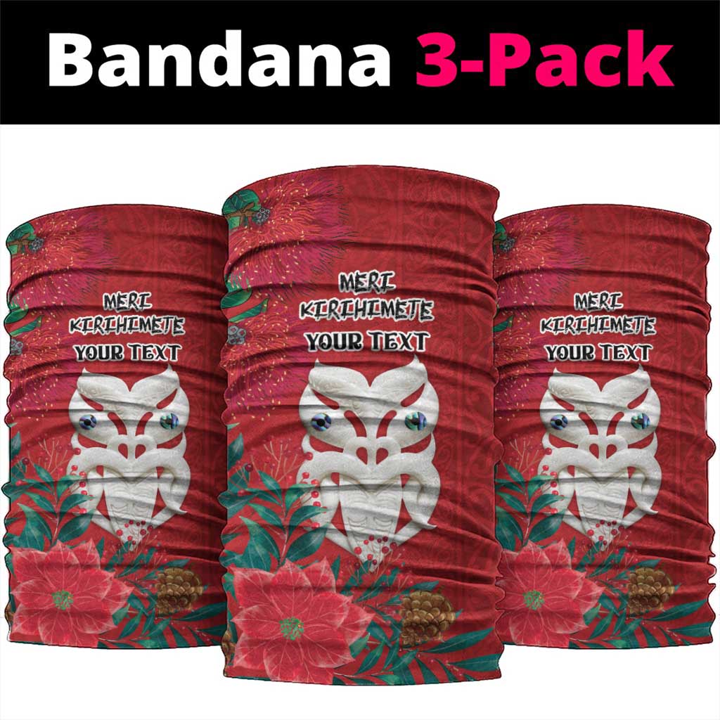 Maori Wheku Meri Kirihimete Personalised Neck Gaiter All Red Indigenous Maori Motif - Polynesian Pride