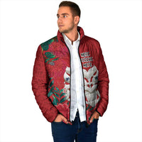 Maori Wheku Meri Kirihimete Personalised Padded Jacket All Red Indigenous Maori Motif - Polynesian Pride