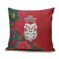 Maori Wheku Meri Kirihimete Personalised Pillow Cover All Red Indigenous Maori Motif - Polynesian Pride
