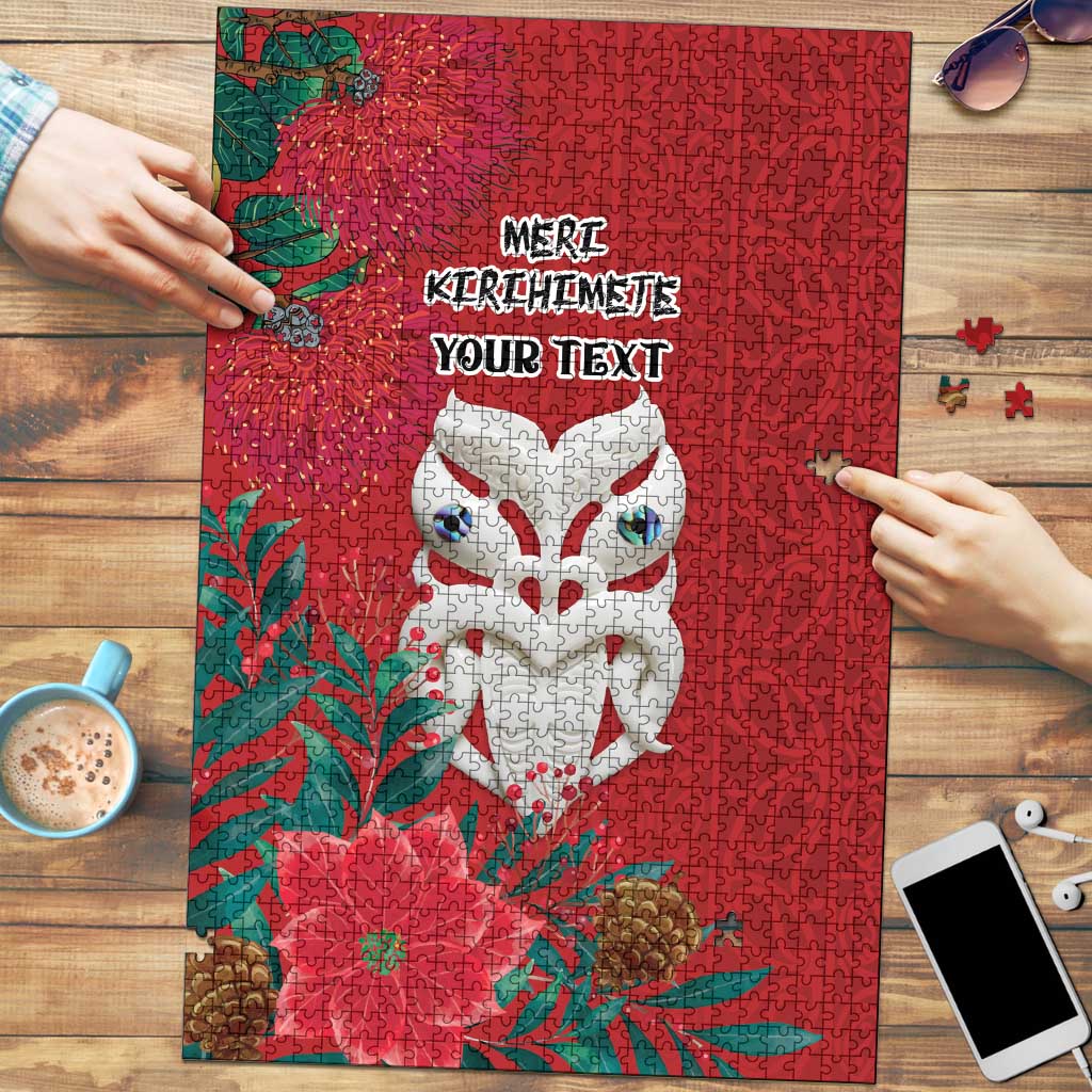 Maori Wheku Meri Kirihimete Personalised Puzzle All Red Indigenous Maori Motif - Polynesian Pride