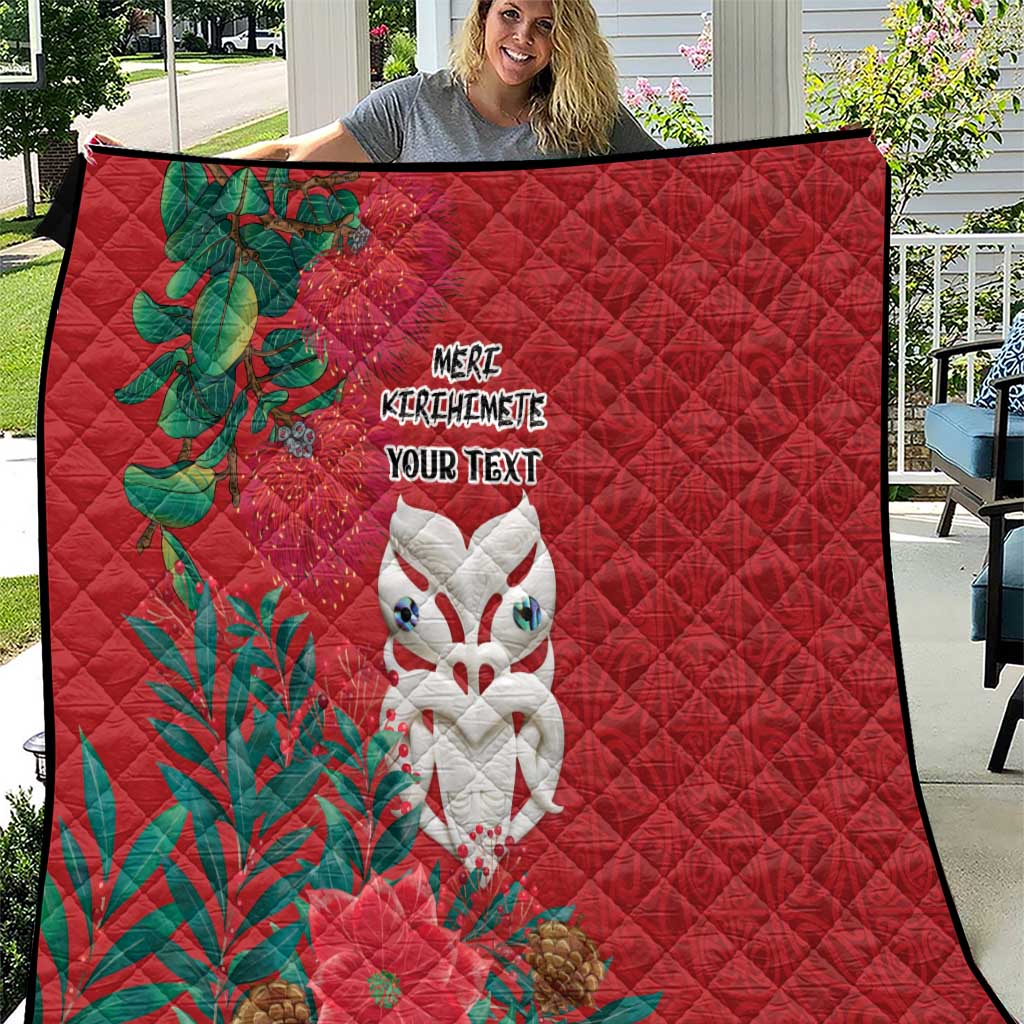 Maori Wheku Meri Kirihimete Personalised Quilt All Red Indigenous Maori Motif - Polynesian Pride