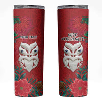 Maori Wheku Meri Kirihimete Personalised Skinny Tumbler All Red Indigenous Maori Motif - Polynesian Pride