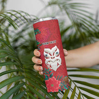 Maori Wheku Meri Kirihimete Personalised Skinny Tumbler All Red Indigenous Maori Motif - Polynesian Pride