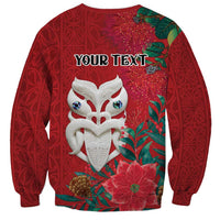 Maori Wheku Meri Kirihimete Personalised Sweatshirt All Red Indigenous Maori Motif - Polynesian Pride
