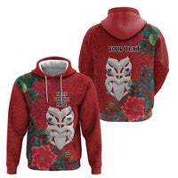 Maori Wheku Meri Kirihimete Personalised Zip Hoodie All Red Indigenous Maori Motif - Polynesian Pride