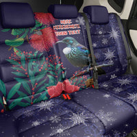 Tui Meri Kirihimete Personalised Back Car Seat Cover Pohutukawa Flowers Blue Motif - Polynesian Pride