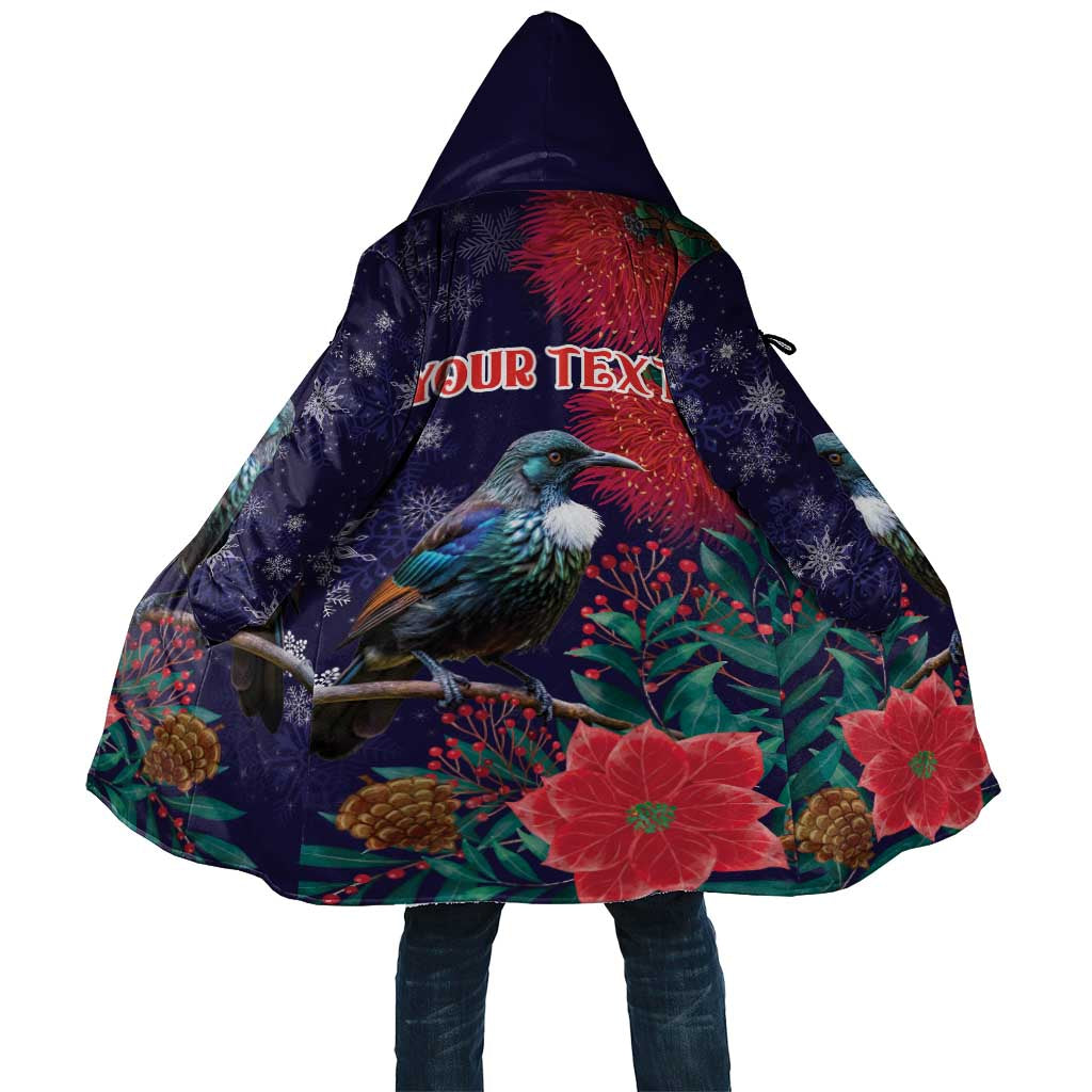 Tui Meri Kirihimete Personalised Cloak Pohutukawa Flowers Blue Motif - Polynesian Pride