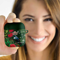 Tui Meri Kirihimete Personalised AirPods Case Pohutukawa Flowers Green Motif - Polynesian Pride