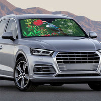 Tui Meri Kirihimete Personalised Auto Sun Shade Pohutukawa Flowers Green Motif - Polynesian Pride