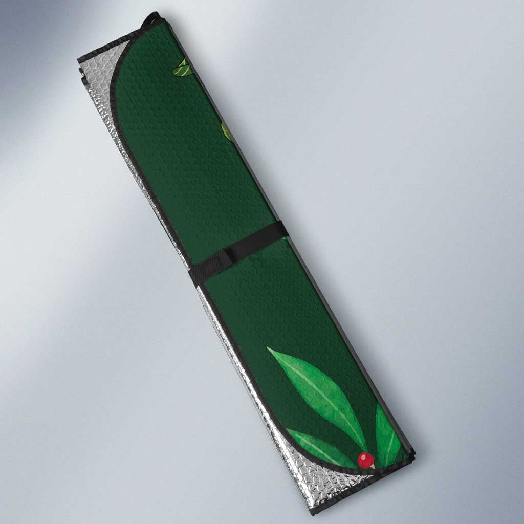 Tui Meri Kirihimete Personalised Auto Sun Shade Pohutukawa Flowers Green Motif - Polynesian Pride