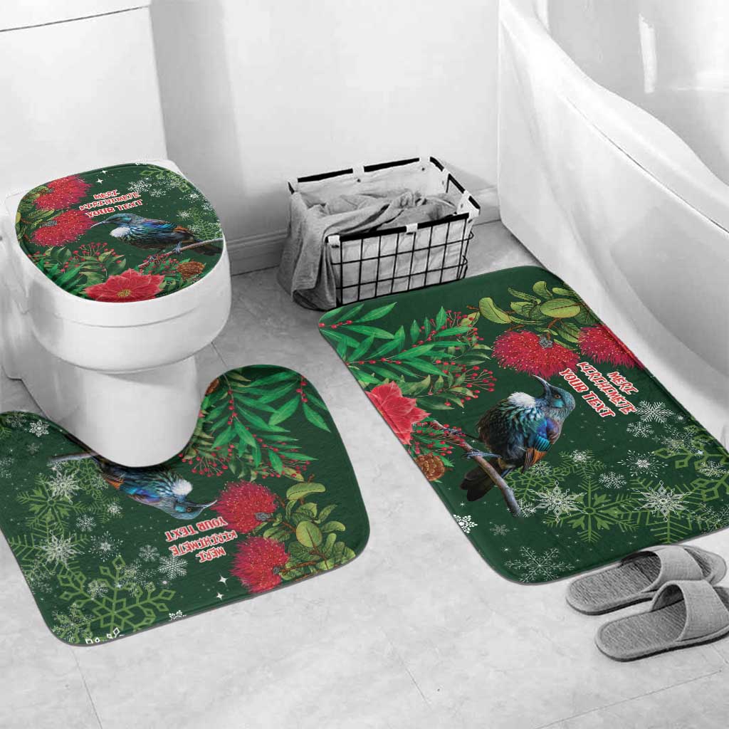Tui Meri Kirihimete Personalised Bathroom Set Pohutukawa Flowers Green Motif - Polynesian Pride