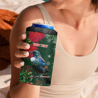 Tui Meri Kirihimete Personalised 4 in 1 Can Cooler Tumbler Pohutukawa Flowers Green Motif - Polynesian Pride