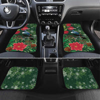 Tui Meri Kirihimete Personalised Car Mats Pohutukawa Flowers Green Motif - Polynesian Pride