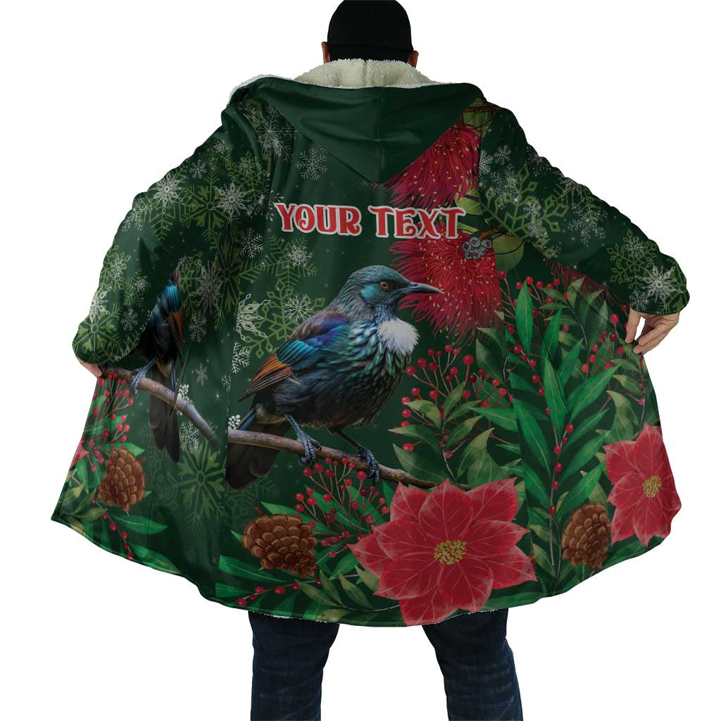 Tui Meri Kirihimete Personalised Cloak Pohutukawa Flowers Green Motif - Polynesian Pride
