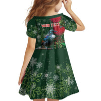 Tui Meri Kirihimete Personalised Family Matching Summer Maxi Dress and Hawaiian Shirt Pohutukawa Flowers Green Motif - Polynesian Pride