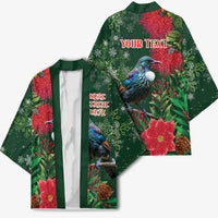 Tui Meri Kirihimete Personalised Kimono Pohutukawa Flowers Green Motif - Polynesian Pride