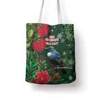 Tui Meri Kirihimete Personalised Tote Bag Pohutukawa Flowers Green Motif - Polynesian Pride