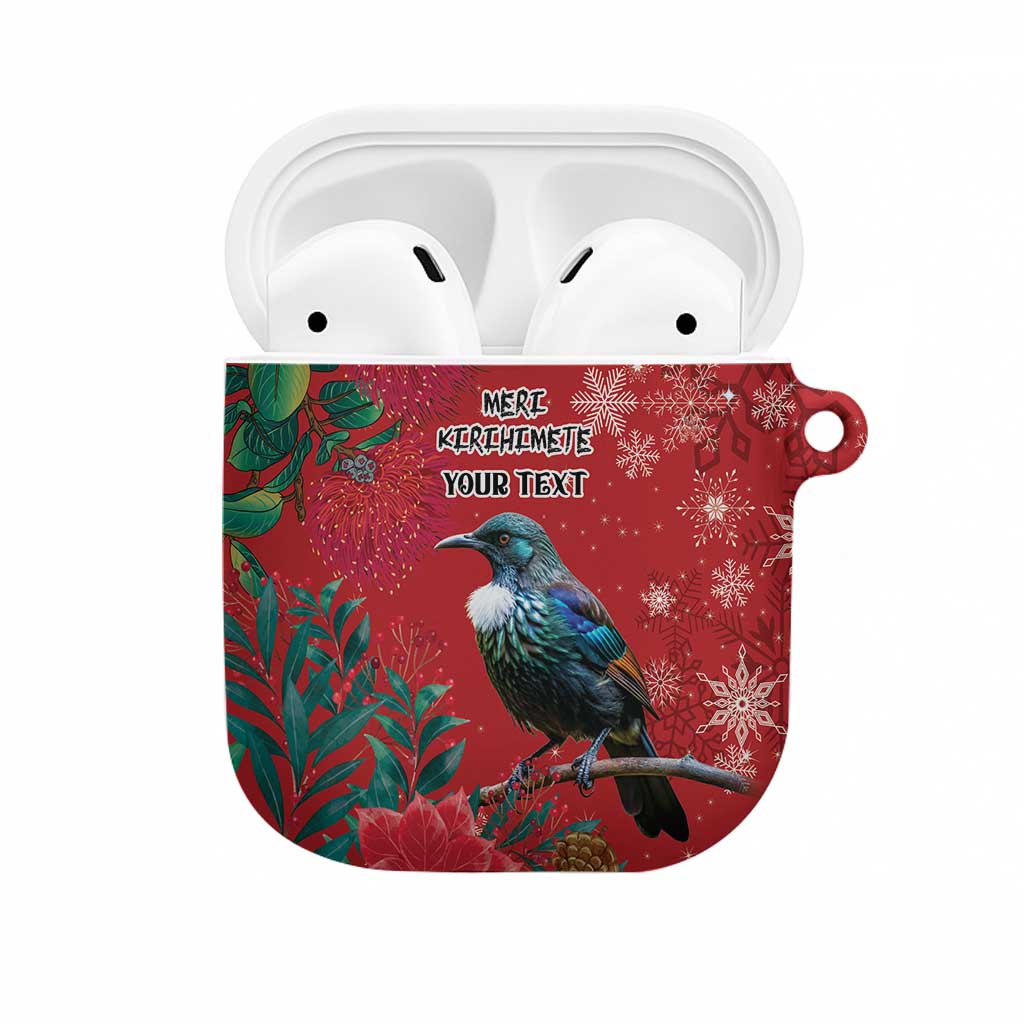 Tui Meri Kirihimete Personalised AirPods Case Pohutukawa Flowers Red Motif - Polynesian Pride