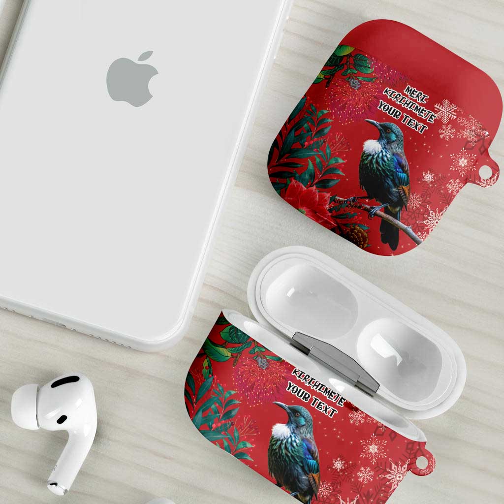 Tui Meri Kirihimete Personalised AirPods Case Pohutukawa Flowers Red Motif - Polynesian Pride