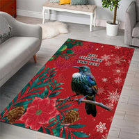 Tui Meri Kirihimete Personalised Area Rug Pohutukawa Flowers Red Motif - Polynesian Pride