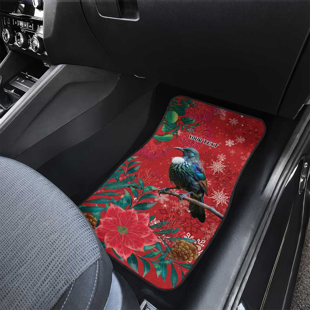 Tui Meri Kirihimete Personalised Car Mats Pohutukawa Flowers Red Motif - Polynesian Pride