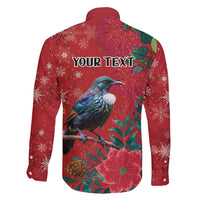 Tui Meri Kirihimete Personalised Family Matching Puletasi and Hawaiian Shirt Pohutukawa Flowers Red Motif - Polynesian Pride