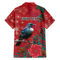 Tui Meri Kirihimete Personalised Hawaiian Shirt Pohutukawa Flowers Red Motif - Polynesian Pride