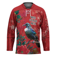 Tui Meri Kirihimete Personalised Hockey Jersey Pohutukawa Flowers Red Motif - Polynesian Pride