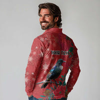 Tui Meri Kirihimete Personalised Long Sleeve Polo Shirt Pohutukawa Flowers Red Motif LT9 - Polynesian Pride
