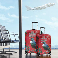 Tui Meri Kirihimete Personalised Luggage Cover Pohutukawa Flowers Red Motif - Polynesian Pride