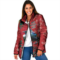 Tui Meri Kirihimete Personalised Padded Jacket Pohutukawa Flowers Red Motif - Polynesian Pride