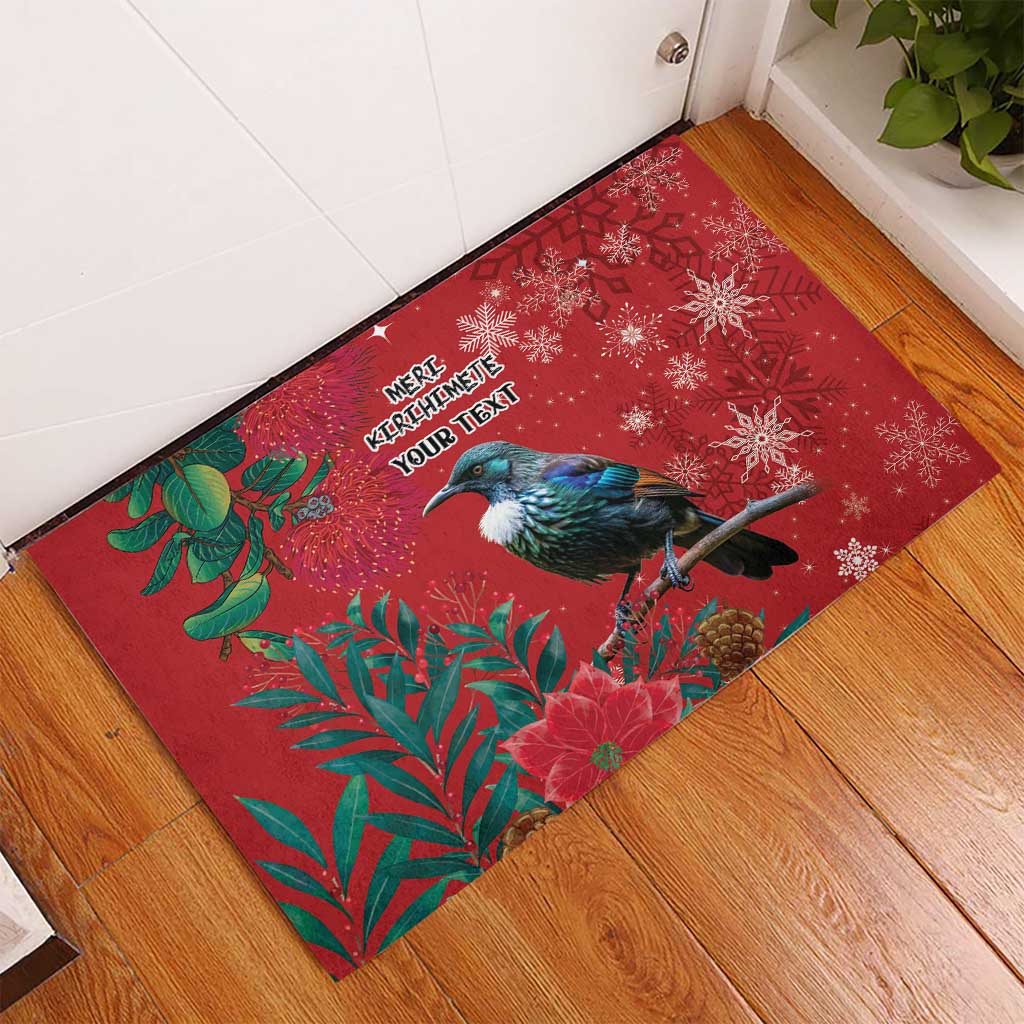 Tui Meri Kirihimete Personalised Rubber Doormat Pohutukawa Flowers Red Motif LT9 - Polynesian Pride