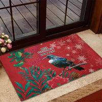 Tui Meri Kirihimete Personalised Rubber Doormat Pohutukawa Flowers Red Motif LT9 - Polynesian Pride