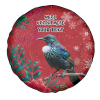 Tui Meri Kirihimete Personalised Spare Tire Cover Pohutukawa Flowers Red Motif - Polynesian Pride