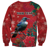 Tui Meri Kirihimete Personalised Sweatshirt Pohutukawa Flowers Red Motif - Polynesian Pride