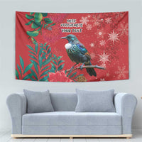 Tui Meri Kirihimete Personalised Tapestry Pohutukawa Flowers Red Motif LT9 - Polynesian Pride