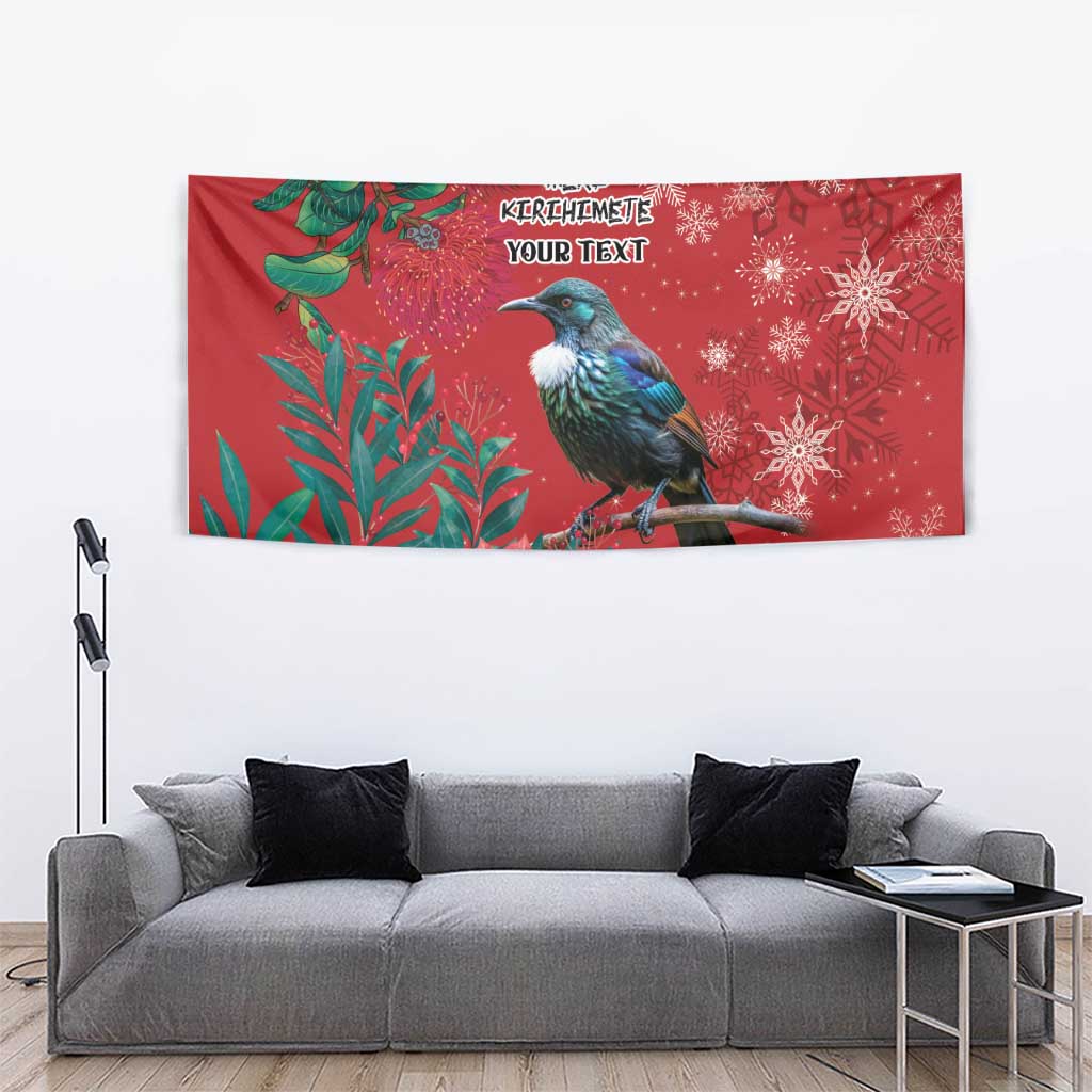 Tui Meri Kirihimete Personalised Tapestry Pohutukawa Flowers Red Motif LT9 - Polynesian Pride