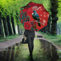 Tui Meri Kirihimete Personalised Umbrella Pohutukawa Flowers Red Motif - Polynesian Pride