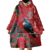 Tui Meri Kirihimete Personalised Wearable Blanket Hoodie Pohutukawa Flowers Red Motif - Polynesian Pride