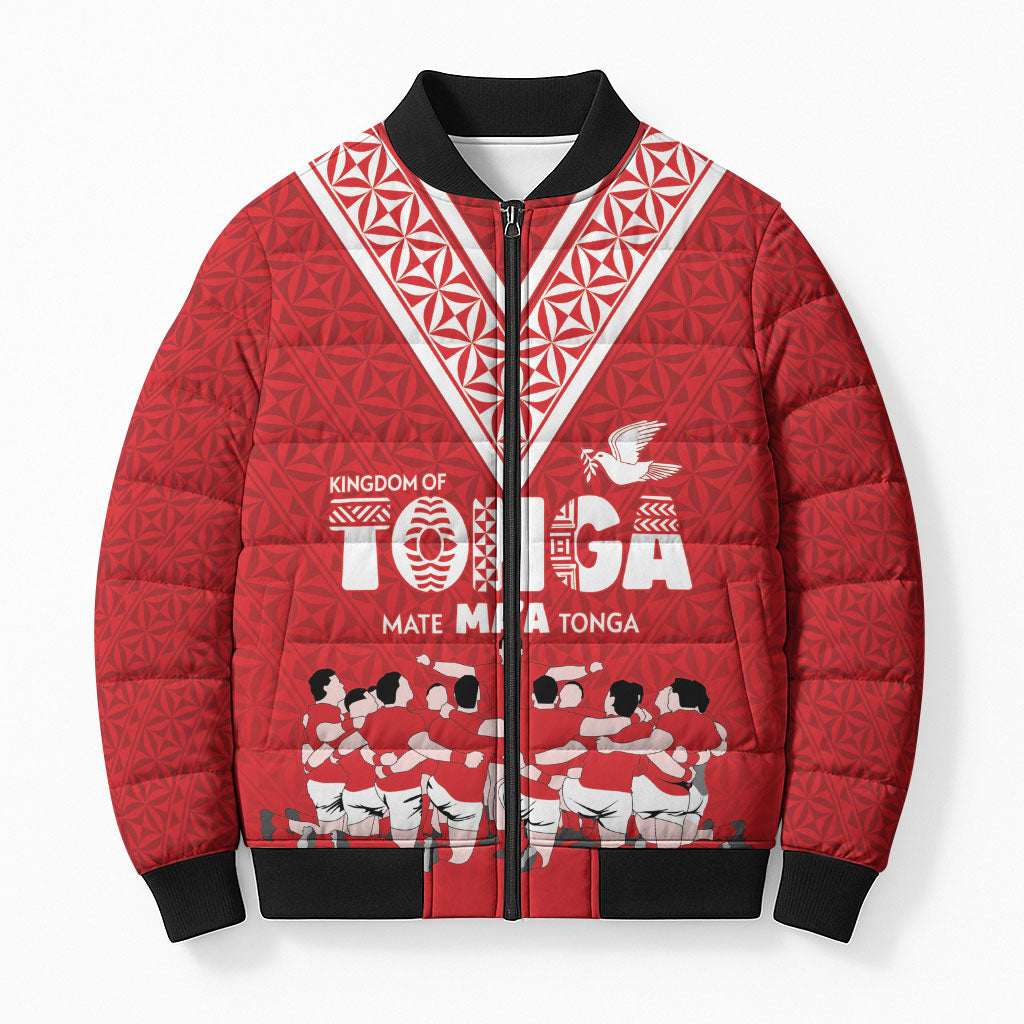Mate Ma'a Tonga Custom Bomber Puffer Jacket Tongan Sipi Tau Ngatu Inspired Red LT9 Unisex Red - Polynesian Pride