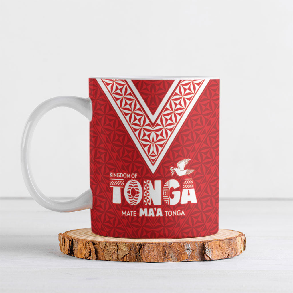 Mate Ma'a Tonga Ceramic Mug Tongan Sipi Tau Ngatu Inspired Red