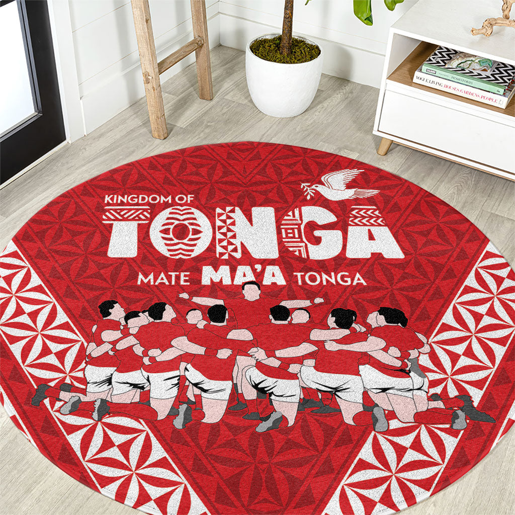 Mate Ma'a Tonga Round Carpet Tongan Sipi Tau Ngatu Inspired Red LT9 Red - Polynesian Pride
