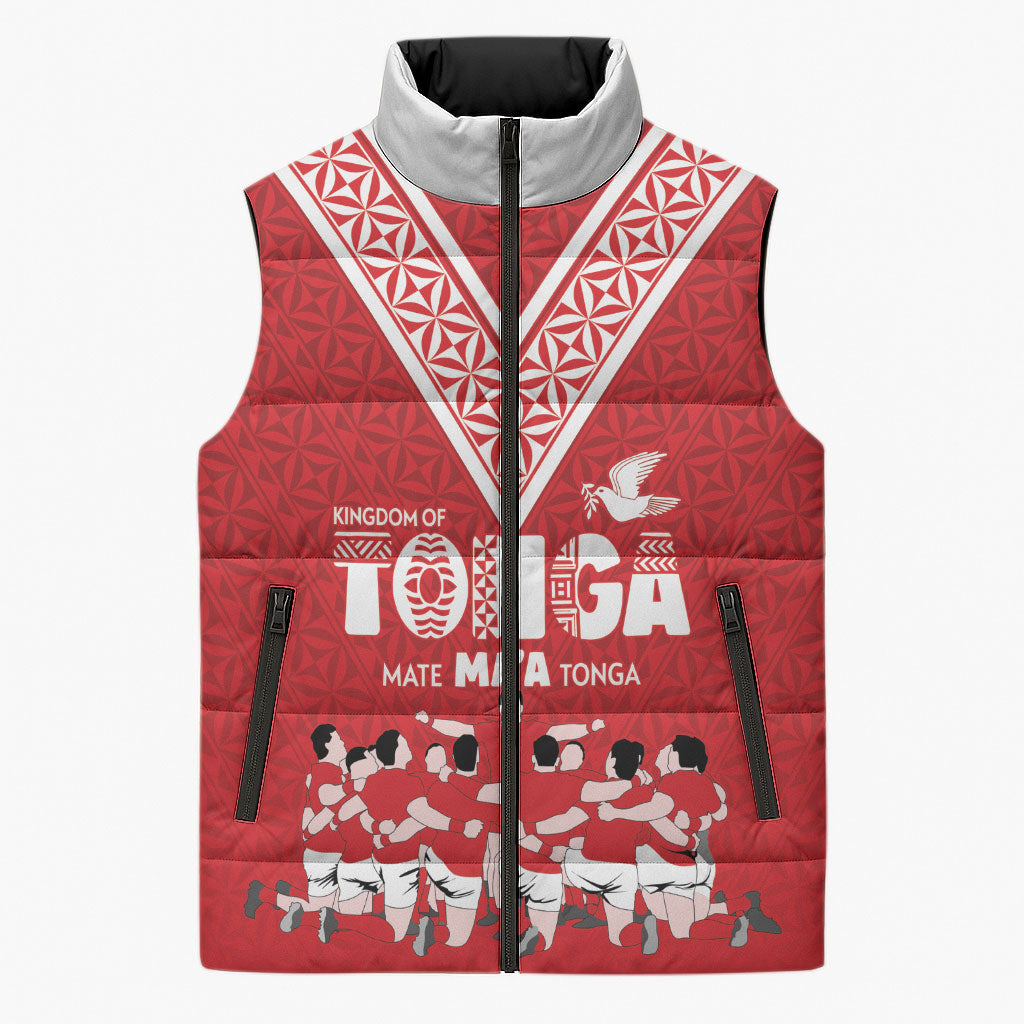 Mate Ma'a Tonga Custom Sleeveless Puffer Jacket Tongan Sipi Tau Ngatu Inspired Red LT9 Unisex Red - Polynesian Pride