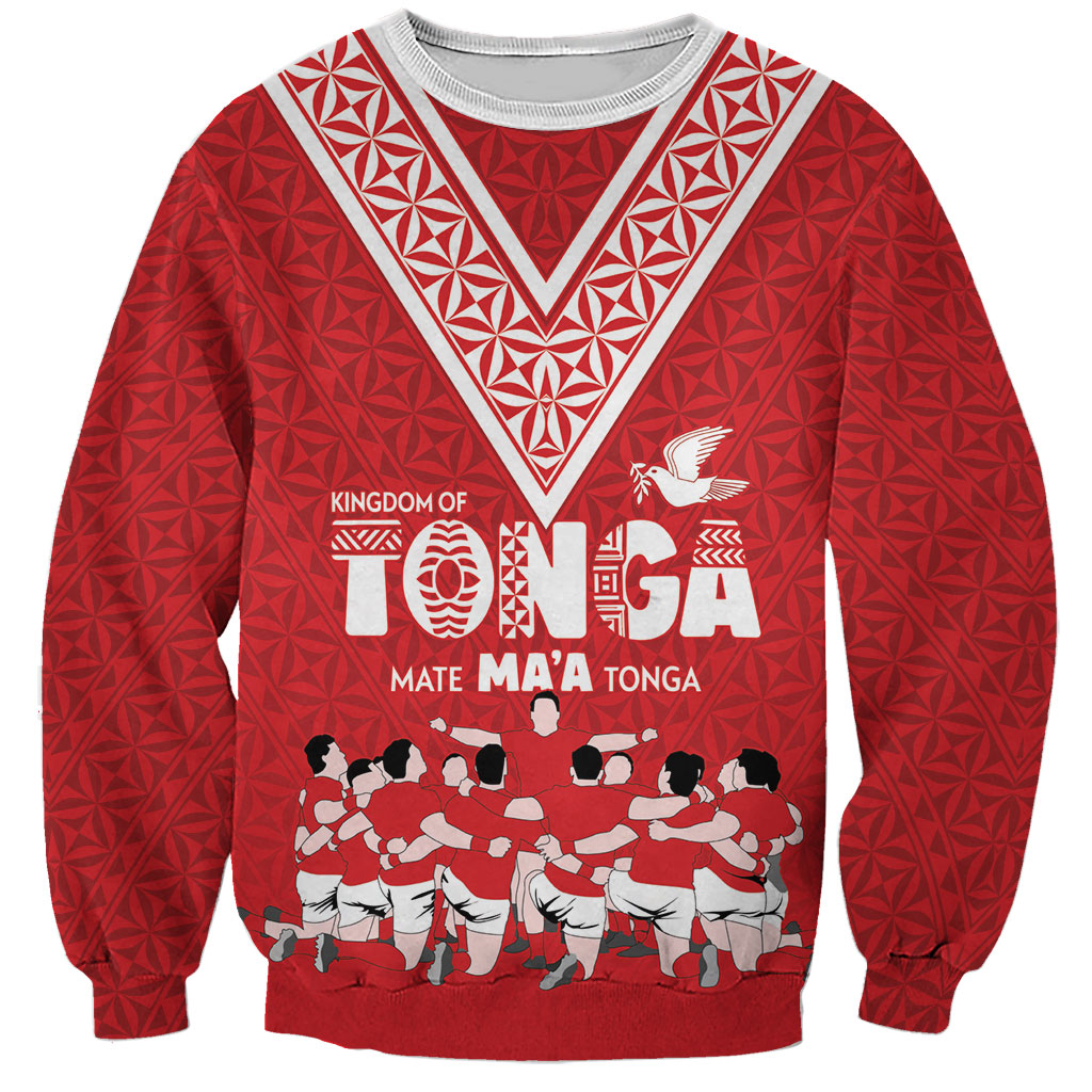 Mate Ma'a Tonga Custom Sweatshirt Tongan Sipi Tau Ngatu Inspired Red