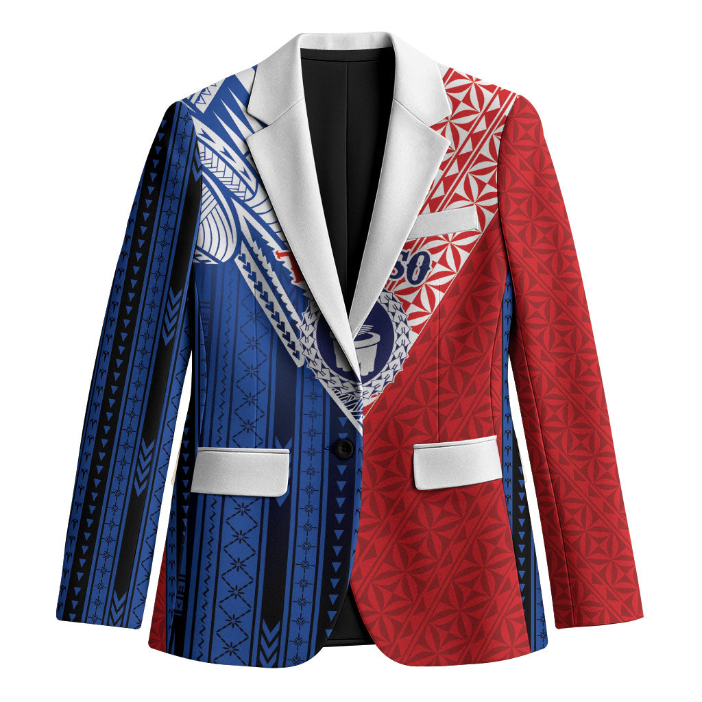 TokoUso Samoa Tonga Personalised Blazer Pacific Brotherhood Tribal Pattern