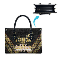 Mate Ma'a Tonga Leather Bag Tongan Sipi Tau Ngatu Inspired Black LT9 - Polynesian Pride