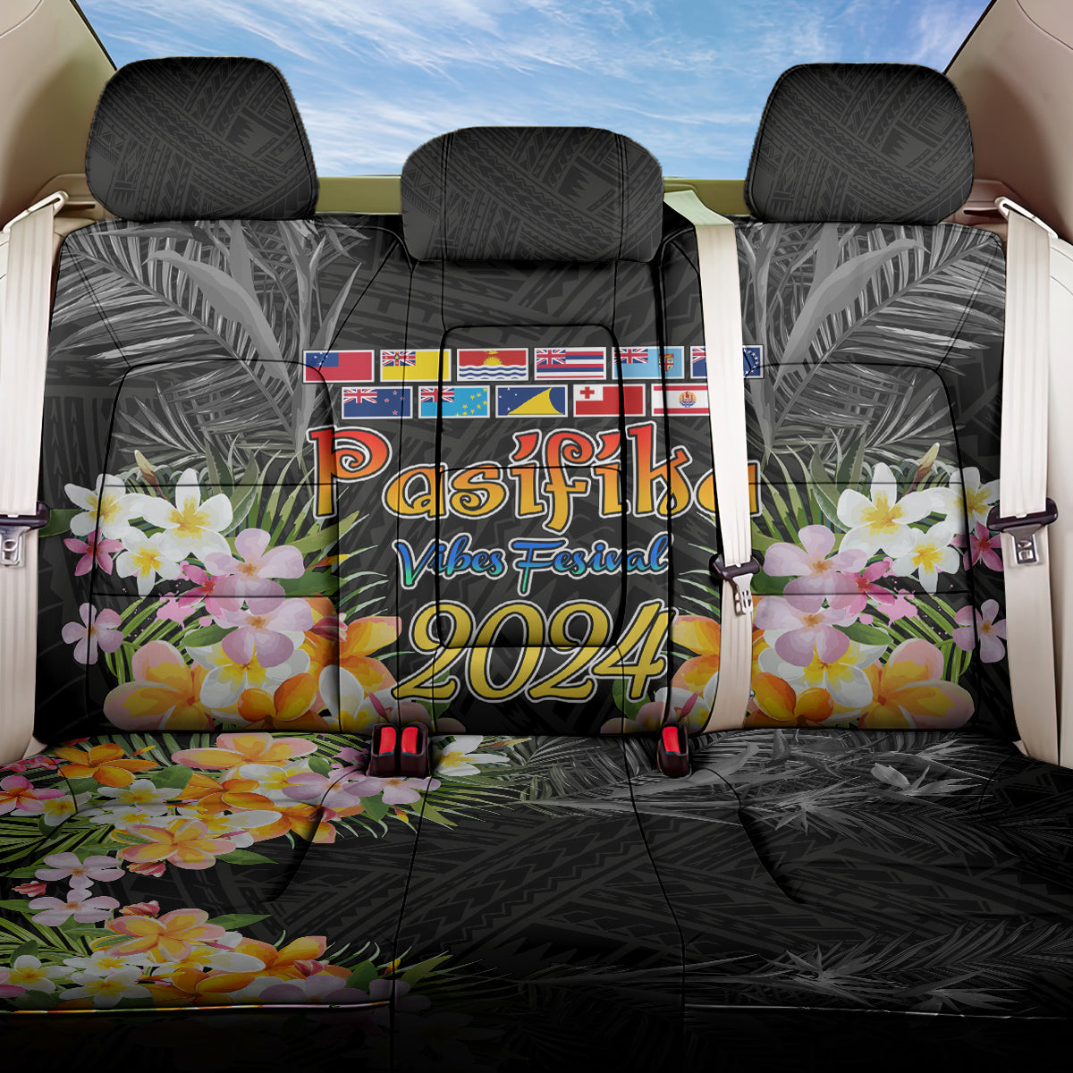 Pasifika Vibes Festival 2024 Auckland Back Car Seat Cover LT9 One Size Black - Polynesian Pride