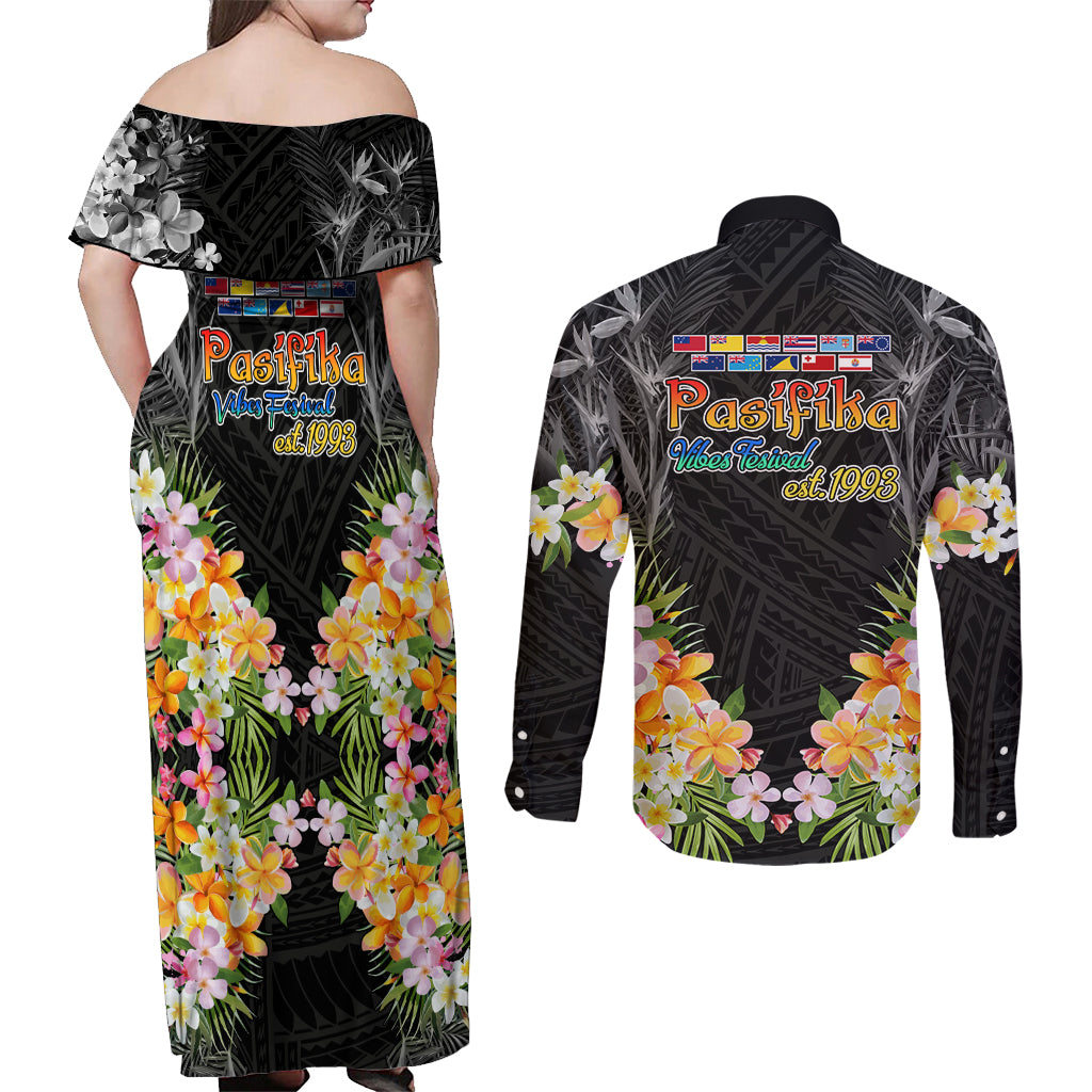 Pasifika Vibes Festival 2024 Auckland Couples Matching Off Shoulder Maxi Dress and Long Sleeve Button Shirt LT9 - Polynesian Pride