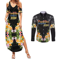 Pasifika Vibes Festival 2024 Auckland Couples Matching Summer Maxi Dress and Long Sleeve Button Shirt LT9 Black - Polynesian Pride