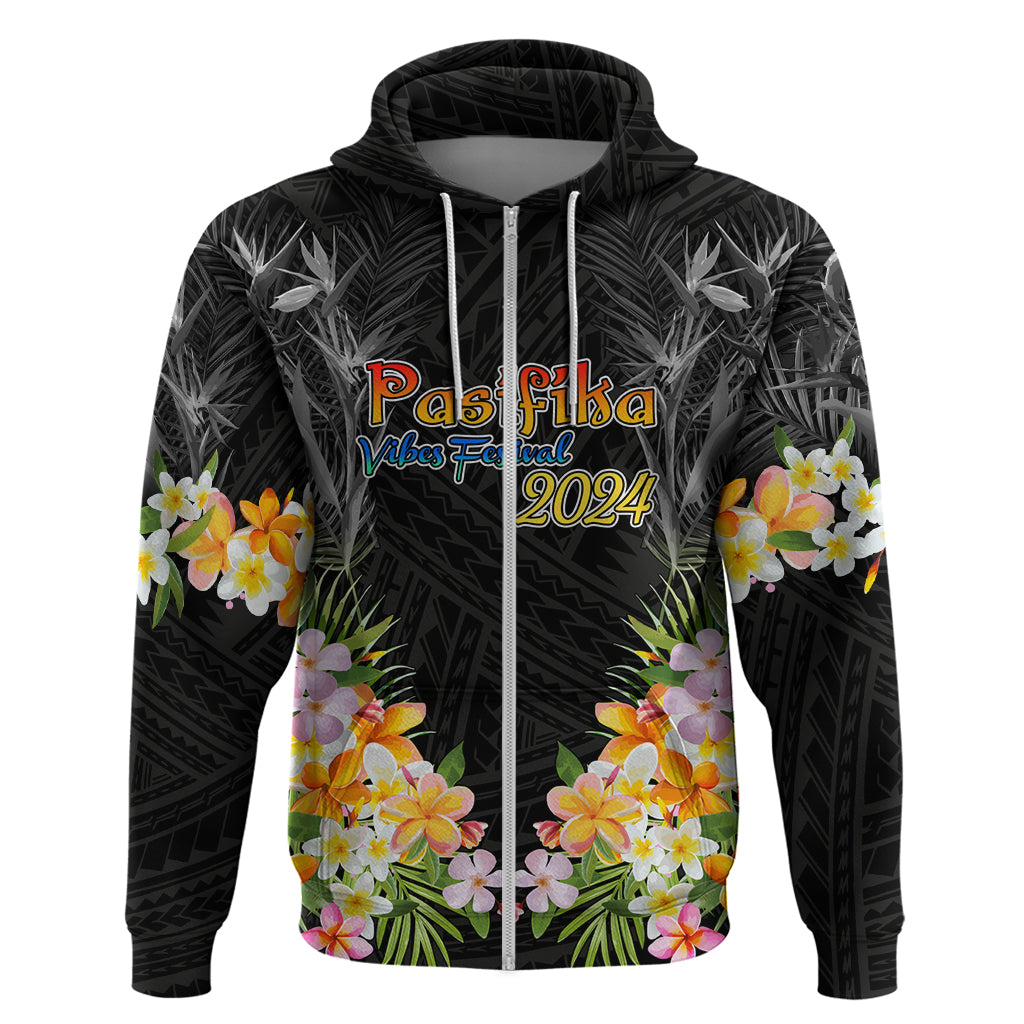 Pasifika Vibes Festival 2024 Auckland Zip Hoodie LT9 Zip Hoodie Black - Polynesian Pride